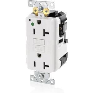 Leviton MGFN2-HGW 20A-125V Extra-Heavy Duty Hospital Grade Non-Tamper-Resistant Lev-Lok Duplex Self-Test GFCI Receptacle, White, 20-Amp