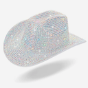Fully Diamond Rhinestone Sequin Rave Cowboy Hat, Cowgirl Hat For Wedding Costume Cosplay Party (Disco Silver)