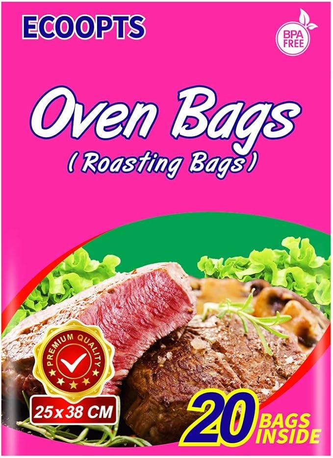 ECOOPTS Oven Bags Cooking Roasting Bags for Chicken Meat Ham Seafood Vegetable - 20 PCS (10 x 15 IN)