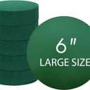 Pack of 6 FLOFARE Round Floral Foam Blocks for Fresh and Artificial Flowers, (6" X 1.5"), Dry & Wet Green Flower Foam for Flower Arrangements and Florist Supplies