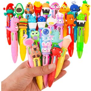 LiYiQ 20 PCS Multicolor Pen in One Fun 4-in-1 Cute Pens Bulk Kawaii Cool Ballpoint Pens for Kids Fun Gifts