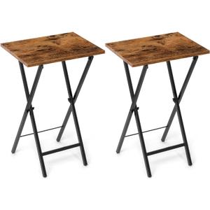 Acovy TV Tray Table Set of 2, TV Dinner Tray, Folding Table, Foldable TV-Trays, Side Table for Bed, Couch, Portable and Small Easy to Move (Brown)