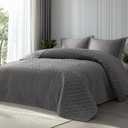 Bedsure Quilts Twin Size - Lightweight Bedspreads Twin Size with Basket Weave Pattern, Soft Quilt Bedding Set, Grey Comforter Set Coverlet for All Seasons with 1 Pillow Sham (68" x 86")