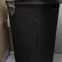 Mind Reader 40L Slim Laundry Hamper, Clothes Basket, Lid, Linen Design, Plastic, 18.5L x 10.75W x 23.5H, Black