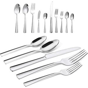 65 Piece Silverware Flatware Cutlery Set, Stainless Steel Fork Spoon Knife Sets for 12, Dishwasher Safe,Ergonomic Design Size and Weight