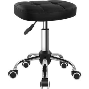 Black Minimalist Swivel Stool with Wheel Perfect for Work SPA Shop Massage Height-Adjustable and Cost-Effective Rolling Stool Chair with Square Seat