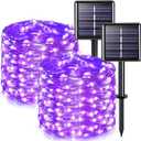 JMEXSUSS 1 Pack Solar Fairy Lights Outdoor, 33ft 100 LED Purple Christmas Lights, Waterproof 8 Modes Purple Solar Light for Outside Tree Garden Patio Halloween Christmas Decorations