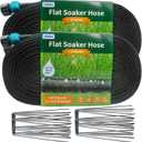 Hlinker 2026 Flat Soaker Hose 150 ft (75ft 2Packs) with Stake for Garden, Linkable Drip Hose Diy Automates Garden Irrigation System Saving 89% Water, Dual-layer Leak-free Design Water Hose with Holes