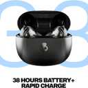 Skullcandy Rail ANC Wireless Earbuds, Bluetooth Headphones, Active Noise Cancelling, Up to 38 Hours Battery, Microphone for iPhone Android, Customizable via App - True Black