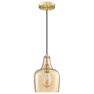 1 Pack 1 Light Indoor Hanging Kitchen Island 7.1" Clear Amber Drum Glass Pendant Light Fixture,Brushed Bronze Finish Modern Farmhouse Dinning Over Sink
