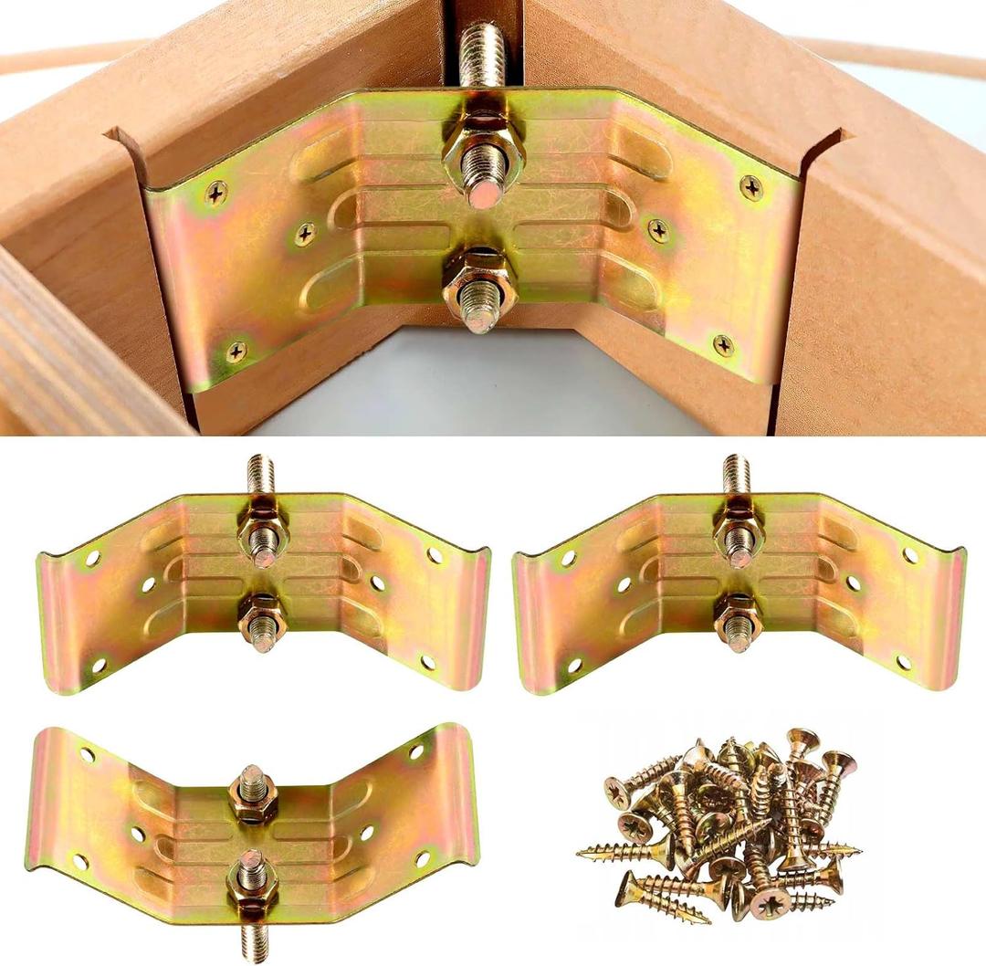 Table Leg Corner Brackets 4-Piece Heavy Duty for Wood, Kerf Mount Hardware Kit for Dining Table Desk Bench Leg Repair, Iron Brackets with Screws for Furniture by Pisman