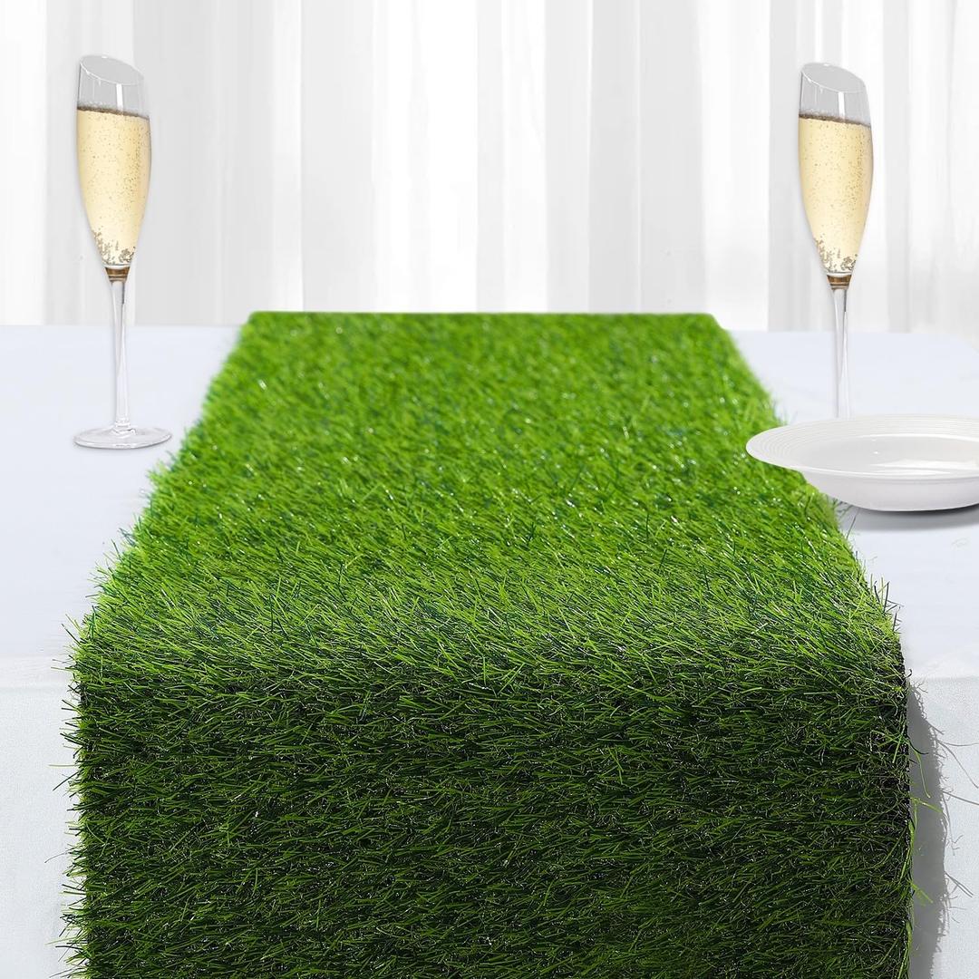 Artificial Grass Table Runners-13 x 120 Inches Faux Grass Table Runner for Golf Themed Party,Synthetic Turf Table Runner for Wedding Party, Birthday, Banquet, Baby Shower, Home Decor