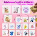 6 x Squishy Toys Set Storage Box - Kawaii Cute Mochi Taba Squishies Slow Rising, Stress Relief Fidget Pack Kids Adults, Includes Orange Cat, Chicken, Paw, Milk Bear Squeeze Toys Set