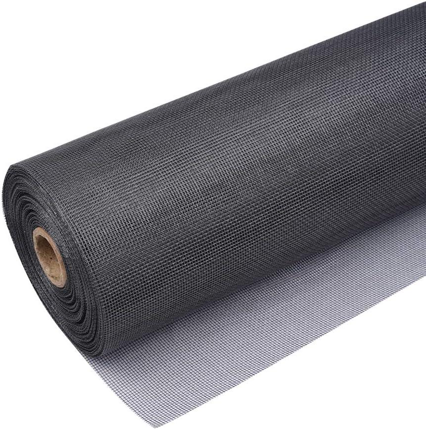 Fiberglass Screen Roll High Visibility and Durable Screen Easy to DIY Repair or Rescreen Window and Door Screen (59 x 100, Gray)