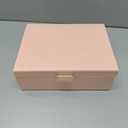 Vlando 2 Layer Jewelry Box Large Jewelry Organizer for Women Removable Jewelery Tray with Watch Pillow for Necklace Earrings Rings Bracelets Jewelry Boxes for Christmas Gifts Mother's Day Gifts (Pink)