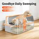 2 Pack XL Stainless Steel Litter Box with High Sides Shield for Multi Cat, Extra Large Tall Wall Open Top Deep Metal Pan for Big Cats, Anti-Leak Non-Stick Odor Control, 2 Scoops Included, Gray