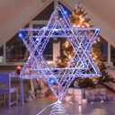 11 Inch Christmas Tree Star Topper 3AA Battery Powered Lighted, Silver Iron Christmas Tree Star Topper with 20LED Lights, Party & Home(Blue Light)