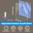 2 Pack Clear Cast 36x48 Acrylic Sheets 36x48 Plexiglass Sheets 1/8 inch Thick Lucite Acrylic Board Perfect for Windows Glass,Tabletop, Display Case, Signs, Machine Guards, Cabinet Door