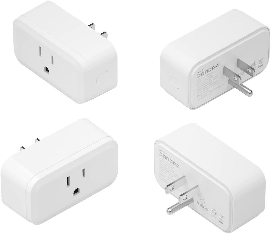 SONOFF Zigbee Smart Plug with ETL Certified, S40 Lite 15A Outlet, Zigbee Repeater, Works with SmartThings and Amazon Echo Plus, Hub Needed for Amazon Alexa 4-Pack