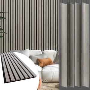 Yuzzy Wood Panels for Wall and Ceiling - 108 x 11 Inch Wood Slat Acoustic Panels 4 PCS - Modern Sound Absorbing Wall Panels for Interior Wall Decor for Home, Office, Studio - Rustic Gray Oak