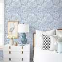 HeloHo Peel and Stick Wallpaper Light Blue Floral Wall Paper Self Adhesive Removable Waterproof Contact Paper for Bedroom Bathroom Living Room Decor 17.3" X 196.8"