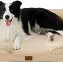 Bedsure Orthopedic Dog Beds Large Sized Dog - Washable Large Dogs Bed Waterproof, Big Comfort Pet Couch with Washable Removable Cover, Supportive Foam Pets Sofa with Nonskid Bottom, Light Khaki (35.0"L x 25.0"W x 6.5"Th)