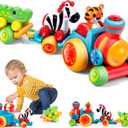 Beacron Toddler Toys for 1 Year Old Boy Gifts: Learning Animal Train Set for 1 2 3 Old Boy and Girl, Forest-Themed Push Car Baby Toy for 12-18 Months, 1st First Birthday Gifts for Toddlers 1-2