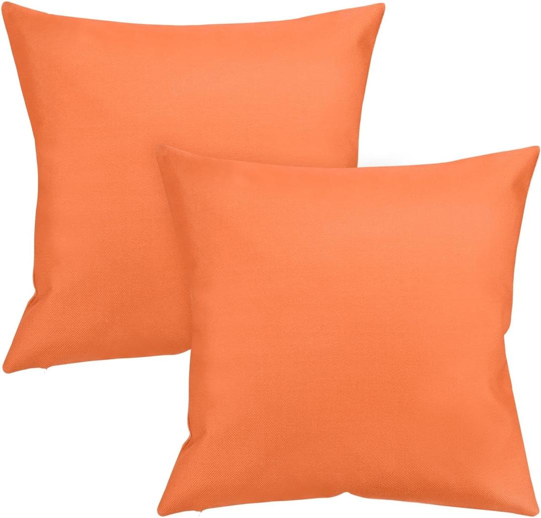 M METERXITY 2-Pack Outdoor Pillows Covers, 24 x 24 Inch Modern Throw Pillows Cover for Tent/Patio/Garden Couch Sofa, Waterproof Boho Pillowcases [Orange]