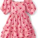Gymboree Girls' and Toddler Casual Tiered Dresses (Pink, 12-18M)