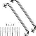 2 Pack 24 Inch Anti Slip Shower Grab Bar Handles, ZUEXT Chrome Stainless Steel Knurled Bathroom Balance Bar, Safety Hand Rail Support,Handicap Elderly Injury Senior Assist Bath Handle(1.25" Diameter)