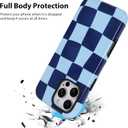 KANGHAR Compatible with iPhone 16 Pro Max Case, Aesthetic Checkered Cute Pattern, Support for MagSafe Shockproof Cover for Girls Women -Blue