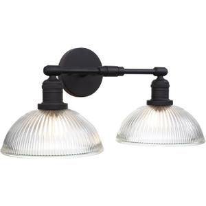 Yosoan 2-Light Indoor Wall Sconce with Striped Shade, Modern Vanity Light Vintage Industrial Single Wall Mounted Lamp Hardwired Clear Bowl Glass Shade for Living Room Kitchen Bedroom Home Decor(Black)