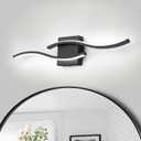 Dimmable LED Bathroom Vanity Light, 24 inch Modern Black Bathroom Lighting Fixtures Over Mirror Aluminum Wall Sconces Light Fixtures for Living Room Bedroom 6000K White Light (Black-Curve Cool)