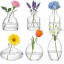 Glass Bud Vases Set of 6, Small Clear Flower Vases for Wedding Centerpiece Vintage Mini Glass Flower Bottles for Floral Arrangement Party Home Office Dining Table Decor