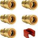QuickFitting 1/2 Inch x 1/2 Inch MNPT Straight Male Adapter, Push to Connect Brass Plumbing Fitting with Slip Clip Disconnect Tool, for Copper, PEX and CPVC, 5 Pack