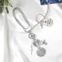 Car Rearview Mirror Accessories - NFC Cross Scripture Keychain Inspirational Card Christian Ornament Angel Heart Wings Blessing Lucky Beads Decoration Gifts for Women Christmas Thanksgiving