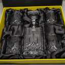 ELIDOMC 5PC Italian Crafted Crystal Whiskey Decanter & Whiskey Glasses Set, Crystal Decanter Set With 4 Whiskey Glasses, Whiskey Decanter Sets for Men.