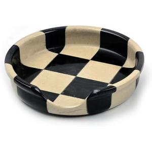 Verona Black Marble Spoon Rest for Stove Top, Checkered Kitchen Utensil Holder, Coffee Bar Accessory