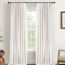 INOVADAY 100% Blackout Curtains for Bedroom, Black Out Curtains 84 Inch Long, Clip Rings Linen Blackout Drapes, Thermal Insulated Room Darkening for Living Room, 2 Panels  Beige,W50xL84