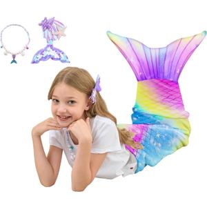Mermaid Tail Blanket for Girls Soft Flannel Wearable Blanket Sleeping Snuggle Kids Birthday Gift (55" X 20") (Colorful)