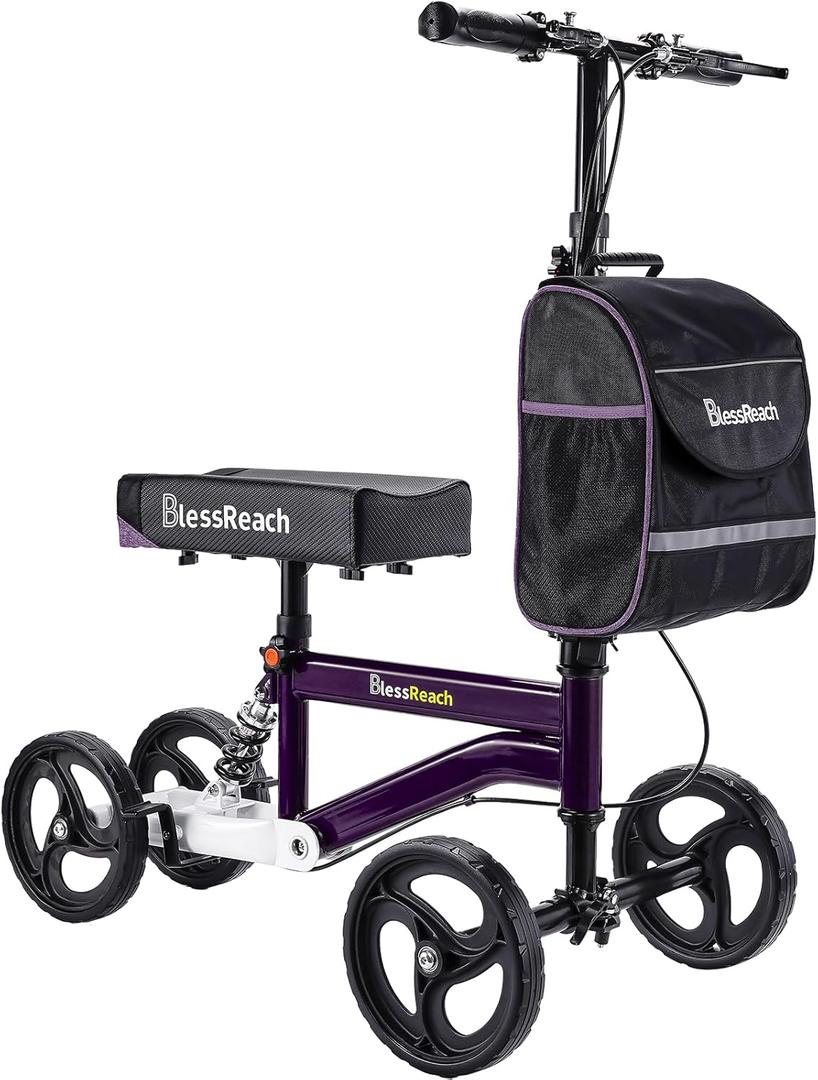 Economy Knee Scooter, Steerable Knee Walker, Foldable Knee Scooters for Foot Injuries Adult Best Crutches Alternative (Purple)