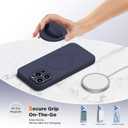 Upgraded Magnetic Phone Grip, Liquid Silicone Soft and Portable, Removable Finger Loop Ring Grip Holder for iPhone, Strong Magnetic Attraction, Compatible with MagSafe Phone Case, Midnight Blue