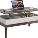 Shintenchi Coffee Table, Lift Top Coffee Table with Hidden Compartment, Rising Tabletop Dining Table, Lift Top Coffee Center Table for for Living Room, Office, Home (Walnut)