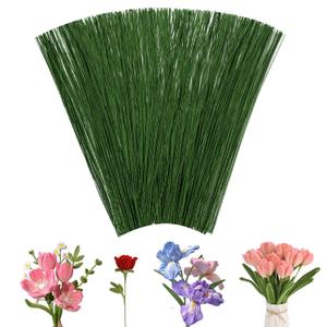 Phinus Flower Stems 250P, 13.8 Inch Artificial Flower Stems, Dark Green Flower Wire, Fake Flower Sticks for Paper Flower, Bouquets, Wreaths and DIY Projects
