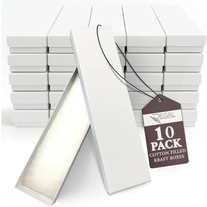 RJ Displays-10 Pack Jewelry Boxes Cotton Filled Assorted Mixed Gift Box Set for Ring, Pendants, Necklace, Bracelets Watch (White)