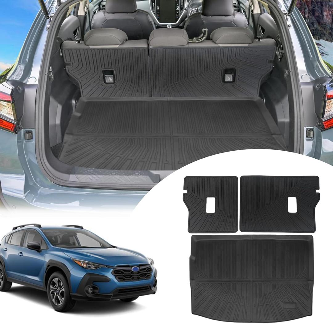 Cargo Liners Backrest Mat Compatible with Subaru Crosstrek Accessories 2024 2025 2026 with Hook&Loop Rear Trunk Mat Rear Seat Back Cover Protector All Weather Anti-Slip Split Dog Liner