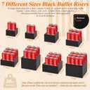 8Pcs Black Acrylic Buffet Risers with Mini Sign and Marker, Food Display Risers for Party Catering Dessert Jewelry, Acrylic Cube Nesting Boxes with Hollow Bottoms(9" 8.5" 8" 7.5" 6.8" 6" 5" 5")