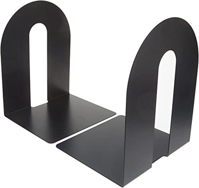 Officemate Heavy Duty Bookends, Non-Skid Base, Black, Pair