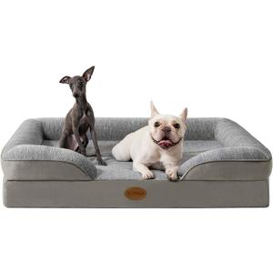 Tailwaggz Pet Bed for Large Dogs and Cats, Waterproof Orthopedic Dog Sofa Bed, Supportive Foam Pet Couch Bed with Washable Removable Cover, Waterproof Lining and Nonskid Bottom(Medium, Grey)