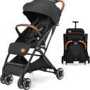 INFANS Lightweight Baby Stroller, Compact Stroller One-Hand Fold Travel Stroller for Airplane with Cup Holder, 5-Point Harness, Foot Cover, Canopy, Infant Stroller for 0-36 Month